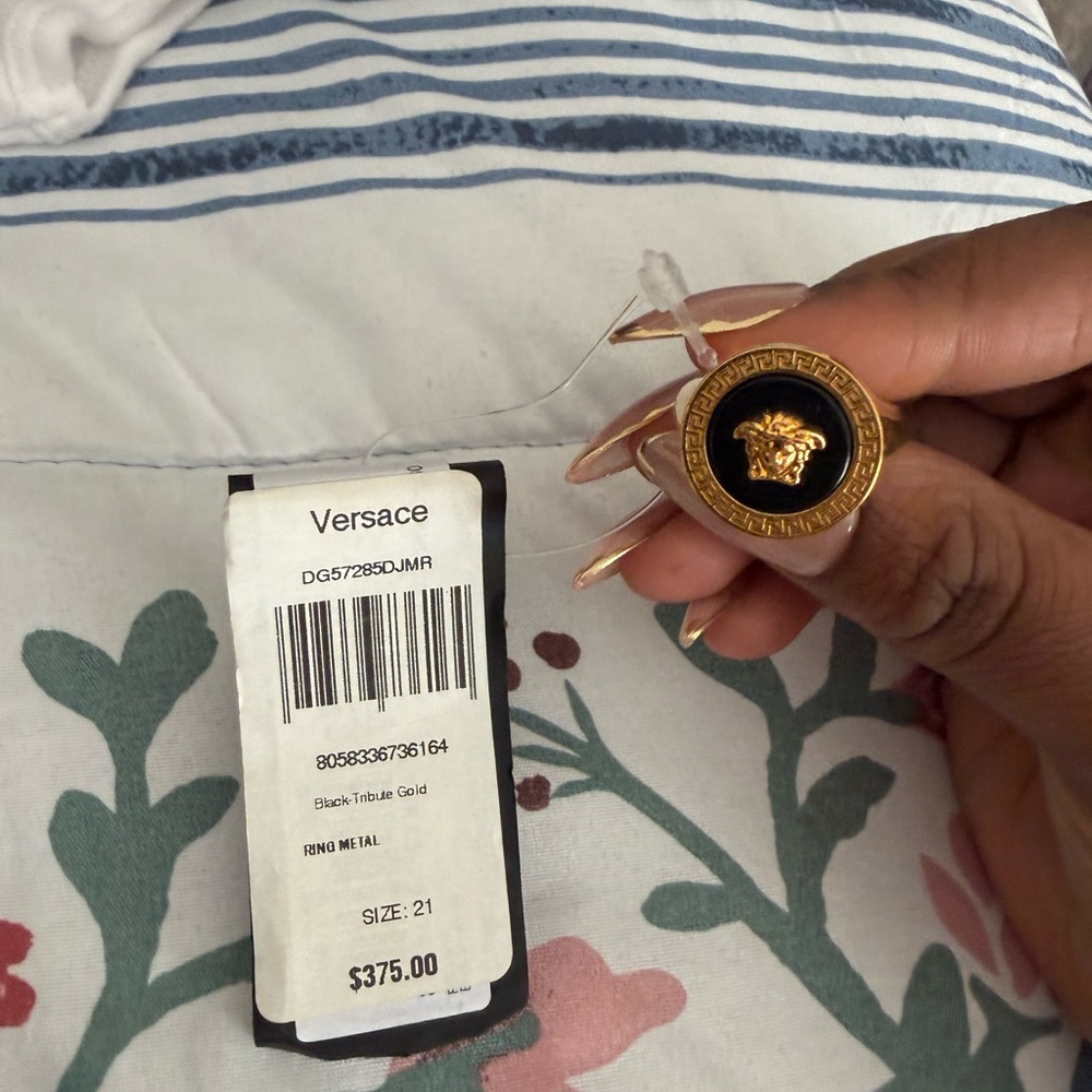 Versace Gold and Black Medusa Statement Ring
